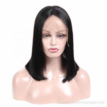 Tuneful 18038 13x4 Peruvian human hair lace front wig short bob wig natural color handmade wholesale price under 100